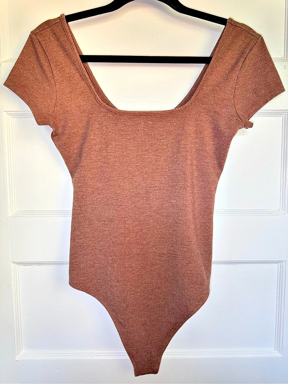 American Eagle AE Short Sleeve Scoop Neck Bodysuit Brown Small Minimalist